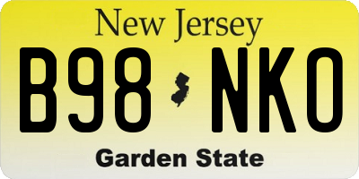NJ license plate B98NKO