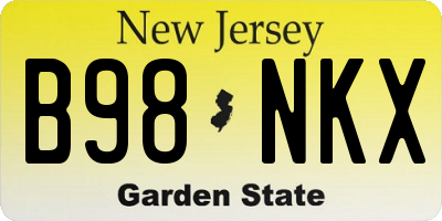 NJ license plate B98NKX