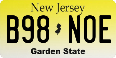 NJ license plate B98NOE