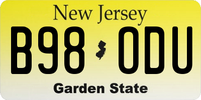 NJ license plate B98ODU