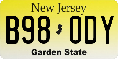 NJ license plate B98ODY