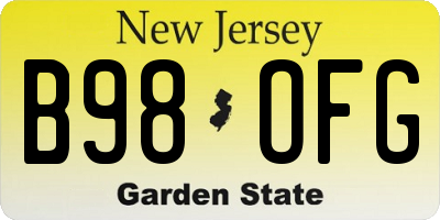 NJ license plate B98OFG