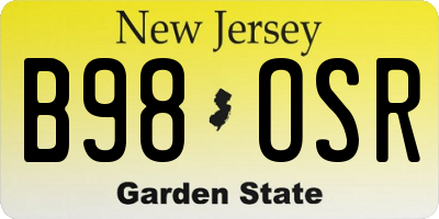 NJ license plate B98OSR