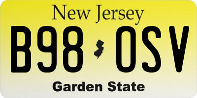 NJ license plate B98OSV