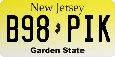 NJ license plate B98PIK