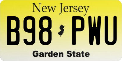 NJ license plate B98PWU