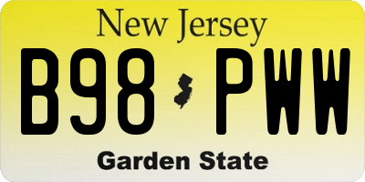 NJ license plate B98PWW