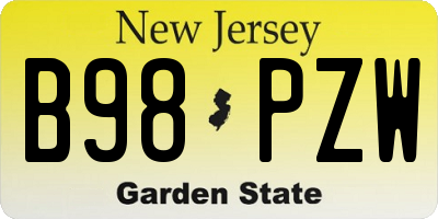 NJ license plate B98PZW