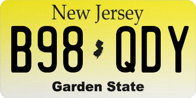 NJ license plate B98QDY