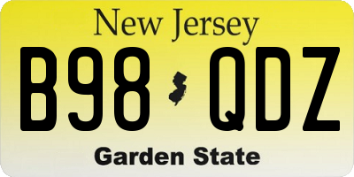 NJ license plate B98QDZ