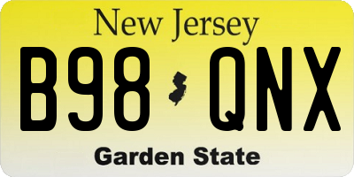 NJ license plate B98QNX