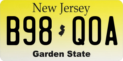 NJ license plate B98QOA