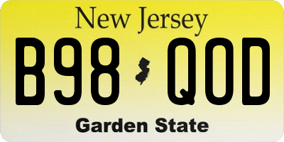 NJ license plate B98QOD