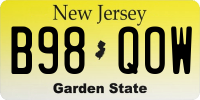 NJ license plate B98QOW