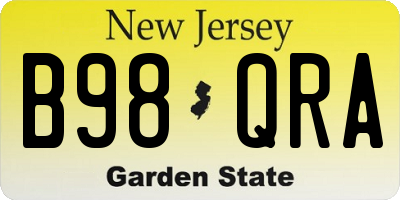 NJ license plate B98QRA