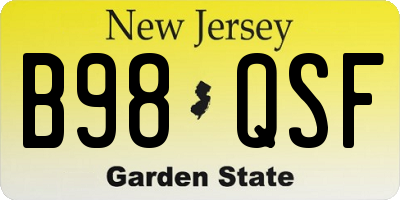 NJ license plate B98QSF