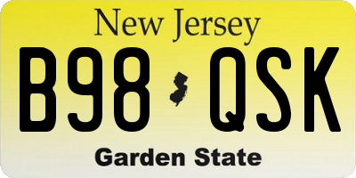 NJ license plate B98QSK