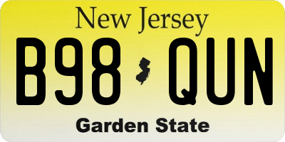 NJ license plate B98QUN