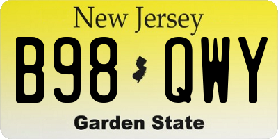 NJ license plate B98QWY