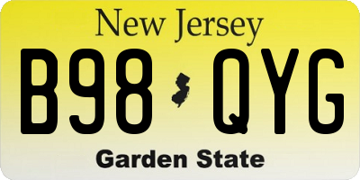 NJ license plate B98QYG