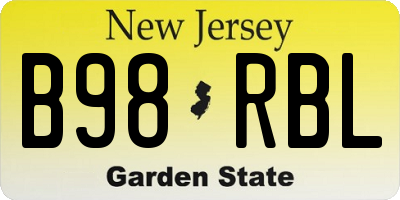 NJ license plate B98RBL