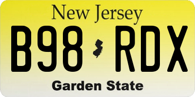 NJ license plate B98RDX