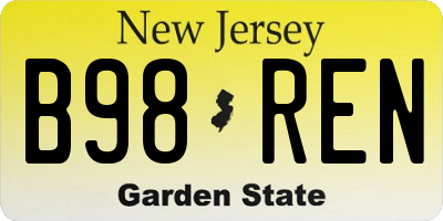 NJ license plate B98REN