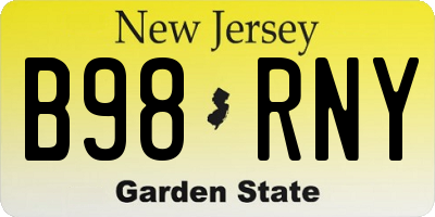 NJ license plate B98RNY