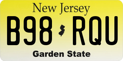NJ license plate B98RQU