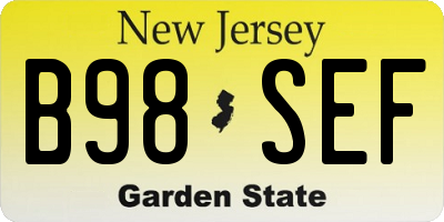 NJ license plate B98SEF