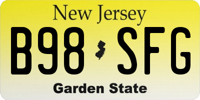 NJ license plate B98SFG