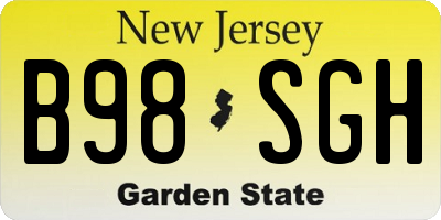 NJ license plate B98SGH