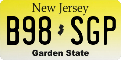 NJ license plate B98SGP