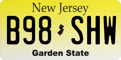 NJ license plate B98SHW