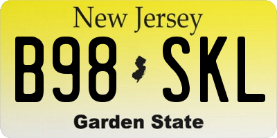 NJ license plate B98SKL