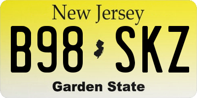 NJ license plate B98SKZ