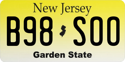 NJ license plate B98SOO