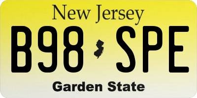 NJ license plate B98SPE