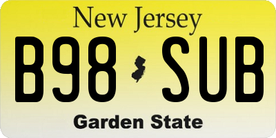 NJ license plate B98SUB