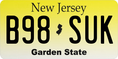 NJ license plate B98SUK