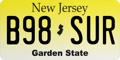 NJ license plate B98SUR