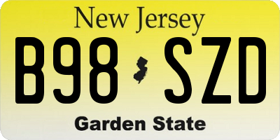 NJ license plate B98SZD