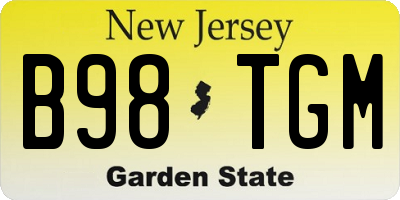 NJ license plate B98TGM