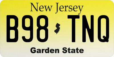 NJ license plate B98TNQ