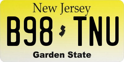 NJ license plate B98TNU