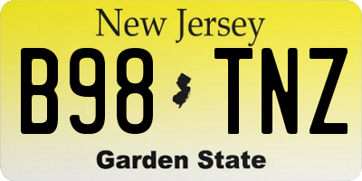 NJ license plate B98TNZ