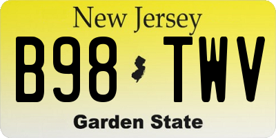 NJ license plate B98TWV