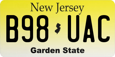 NJ license plate B98UAC