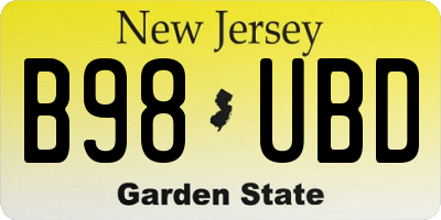 NJ license plate B98UBD