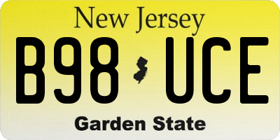 NJ license plate B98UCE